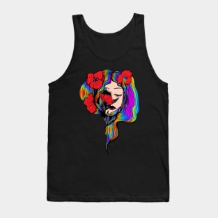 Girl with rainbow hair Tank Top